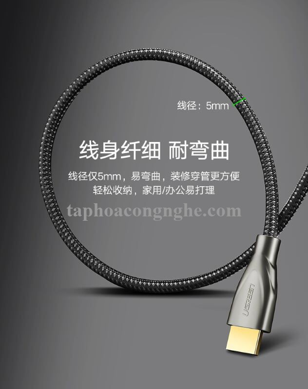 Ugreen 50115 20M màu Đen Cáp tín hiệu HDMI chuẩn 2.0 dây bọc lưới đầu hợp kim cao cấp HD131 30050115